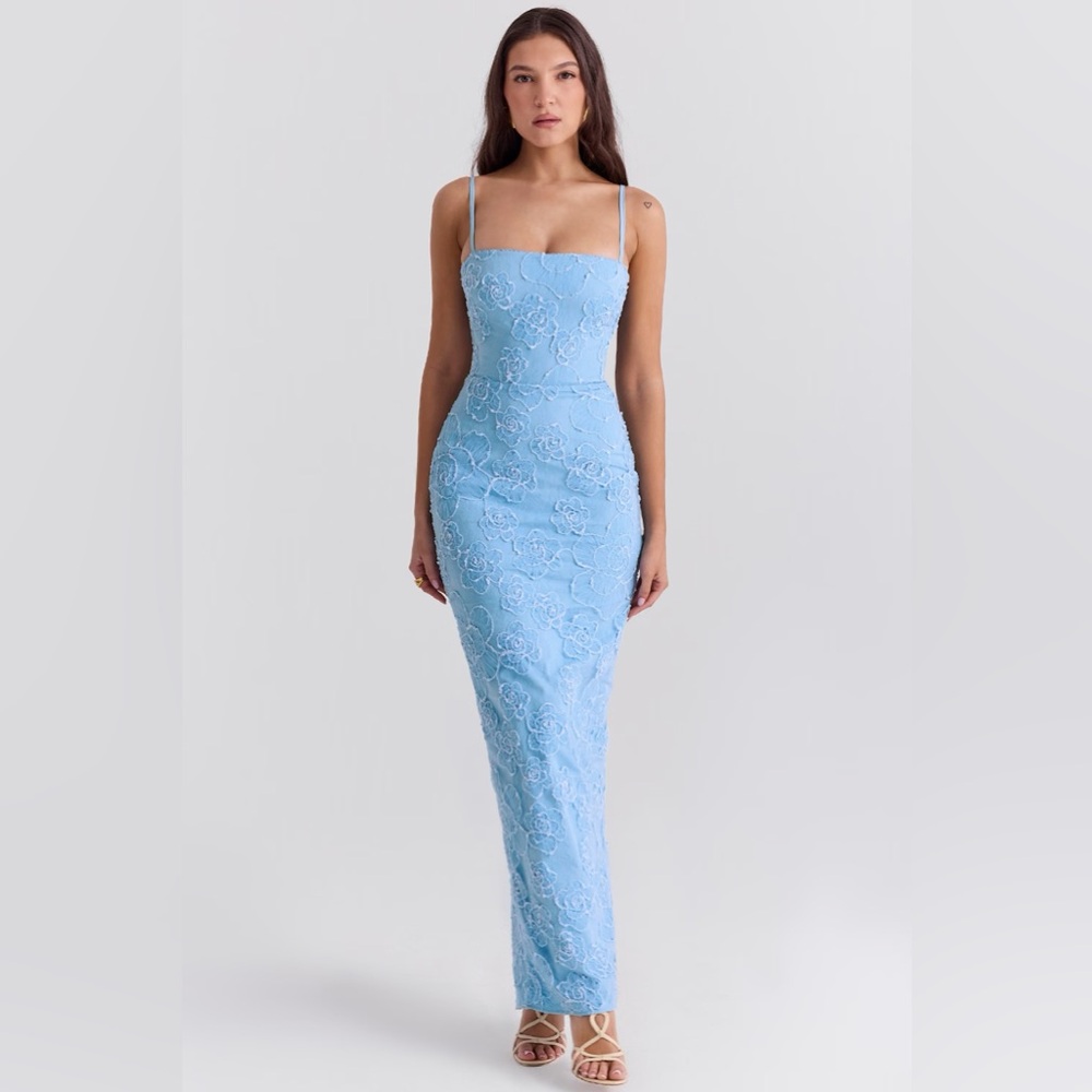 House of CB Light Blue Lace Maxi Dress
